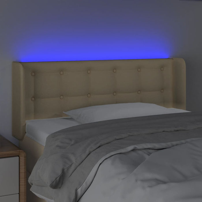 Tăblie de pat cu LED, crem, 93x16x78/88 cm, textil - WALTI WALTI