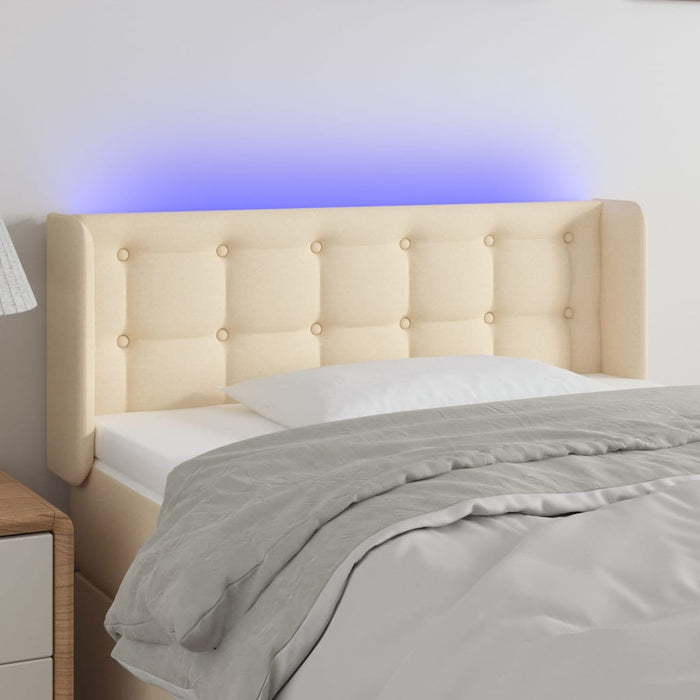 Tăblie de pat cu LED, crem, 93x16x78/88 cm, textil - WALTI WALTI