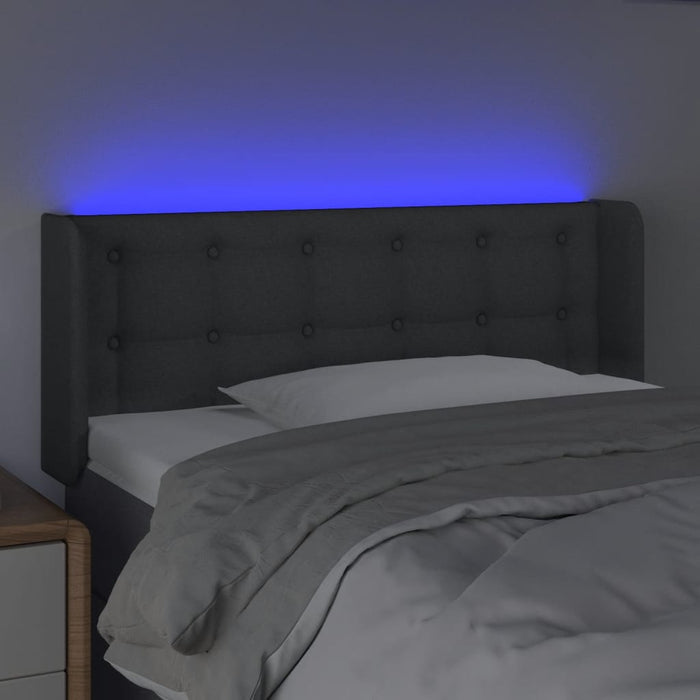 Tăblie de pat cu LED, gri închis, 103x16x78/88 cm, textil - WALTI WALTI