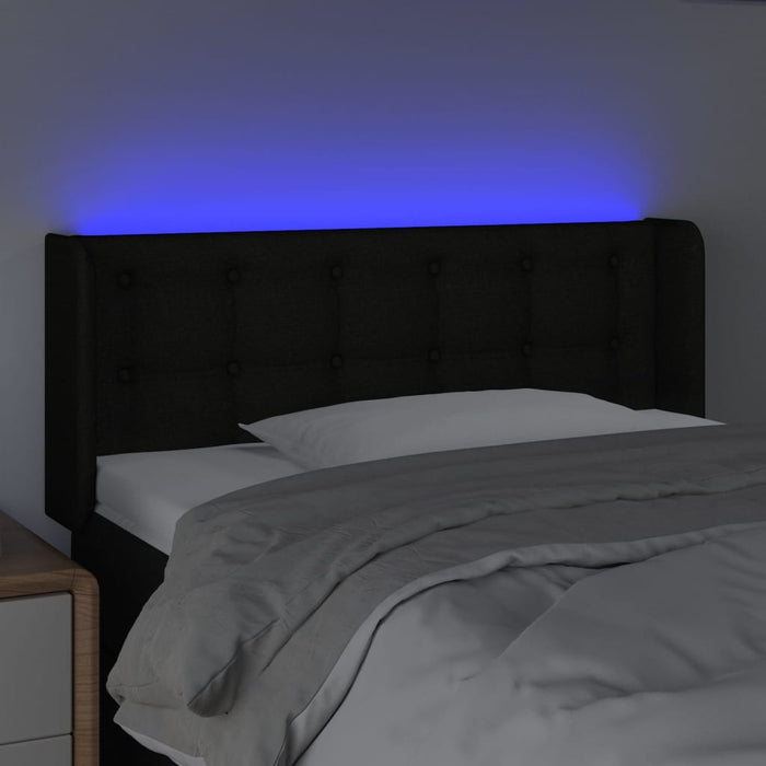 Tăblie de pat cu LED, negru, 103x16x78/88 cm, textil - WALTI WALTI
