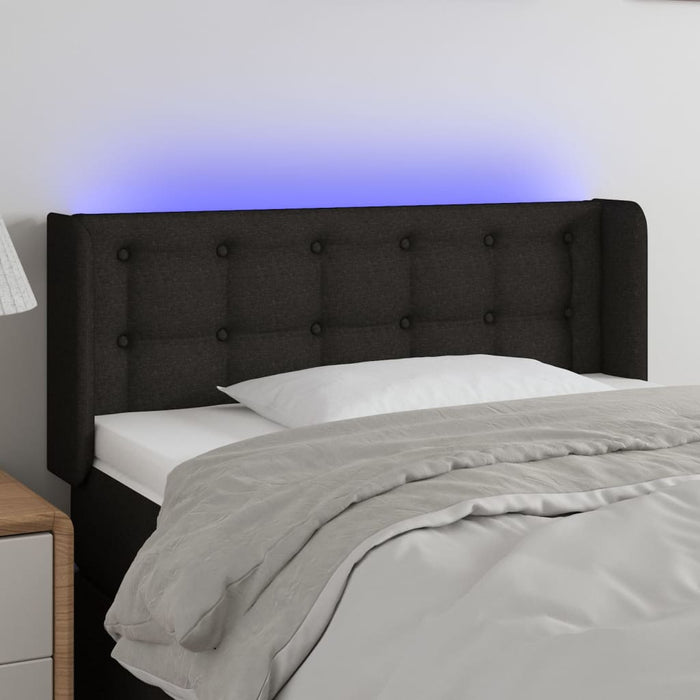 Tăblie de pat cu LED, negru, 103x16x78/88 cm, textil - WALTI WALTI