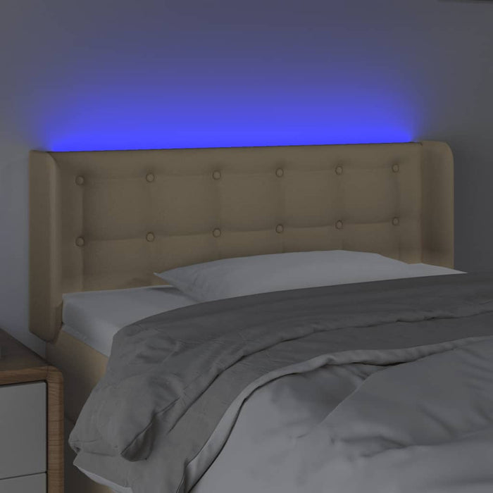 Tăblie de pat cu LED, crem, 103x16x78/88 cm, textil - WALTI WALTI