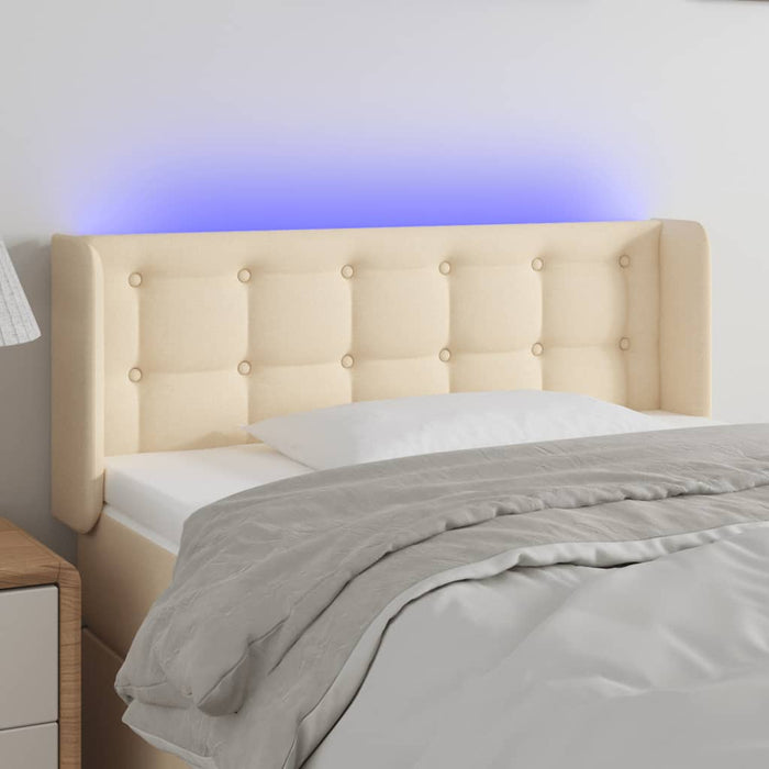 Tăblie de pat cu LED, crem, 103x16x78/88 cm, textil - WALTI WALTI