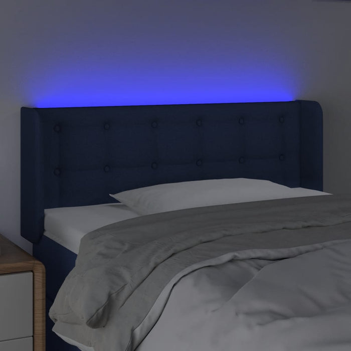 Tăblie de pat cu LED, albastru, 103x16x78/88 cm, textil - WALTI WALTI