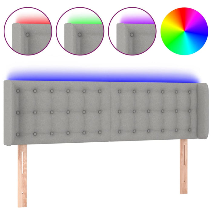 Tăblie de pat cu LED, gri deschis, 147x16x78/88 cm, textil - WALTI WALTI