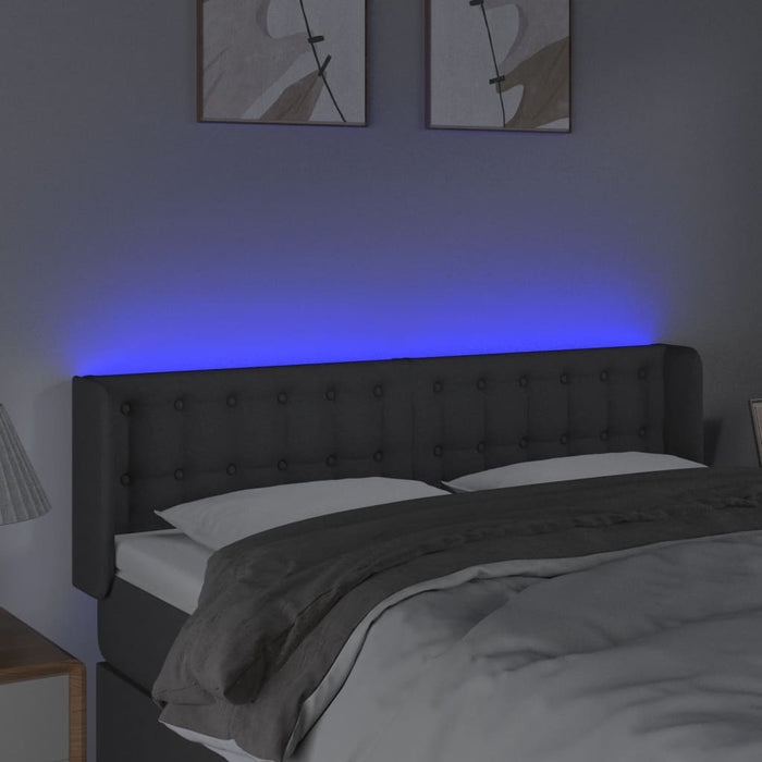 Tăblie de pat cu LED, gri închis, 147x16x78/88 cm, textil - WALTI WALTI
