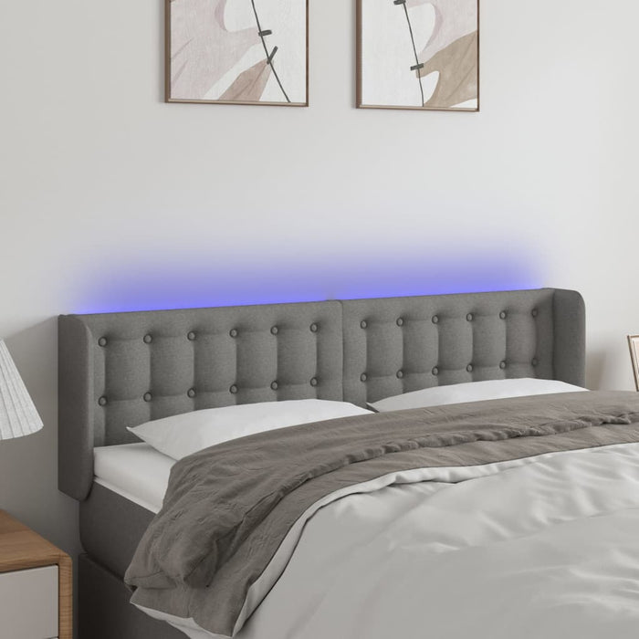 Tăblie de pat cu LED, gri închis, 147x16x78/88 cm, textil - WALTI WALTI