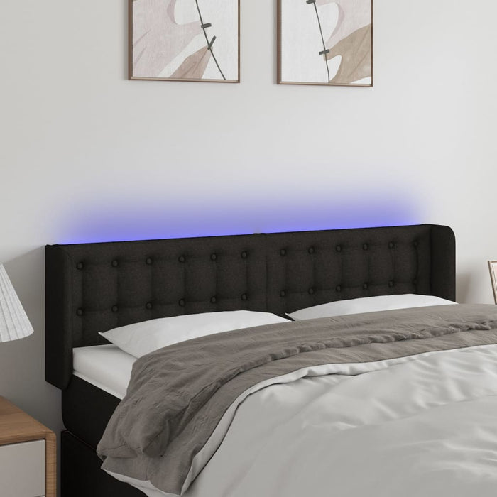 Tăblie de pat cu LED, negru, 147x16x78/88 cm, textil - WALTI WALTI