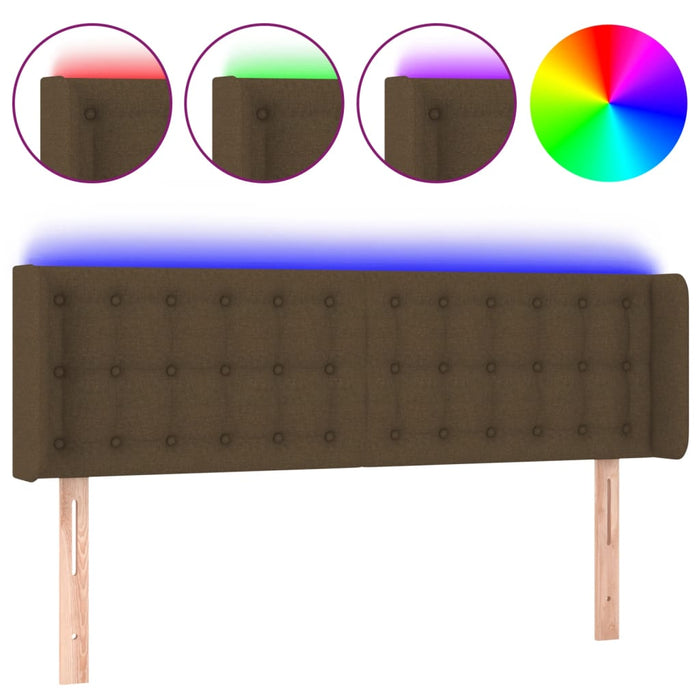 Tăblie de pat cu LED, maro închis, 147x16x78/88 cm, textil - WALTI WALTI