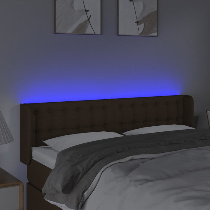 Tăblie de pat cu LED, maro închis, 147x16x78/88 cm, textil - WALTI WALTI
