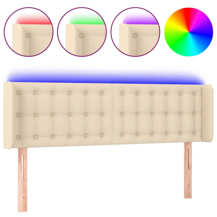 Tăblie de pat cu LED, crem, 147x16x78/88 cm, textil - WALTI WALTI
