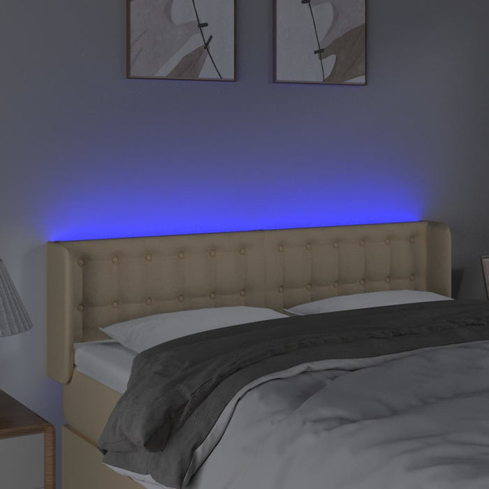 Tăblie de pat cu LED, crem, 147x16x78/88 cm, textil - WALTI WALTI