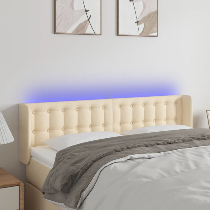 Tăblie de pat cu LED, crem, 147x16x78/88 cm, textil - WALTI WALTI
