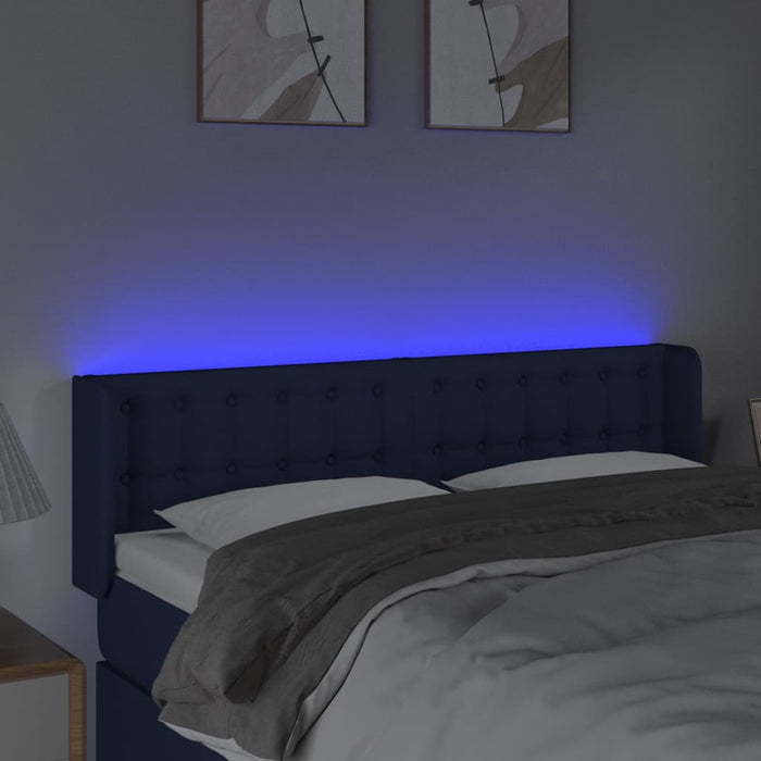 Tăblie de pat cu LED, albastru, 147x16x78/88 cm, textil - WALTI WALTI