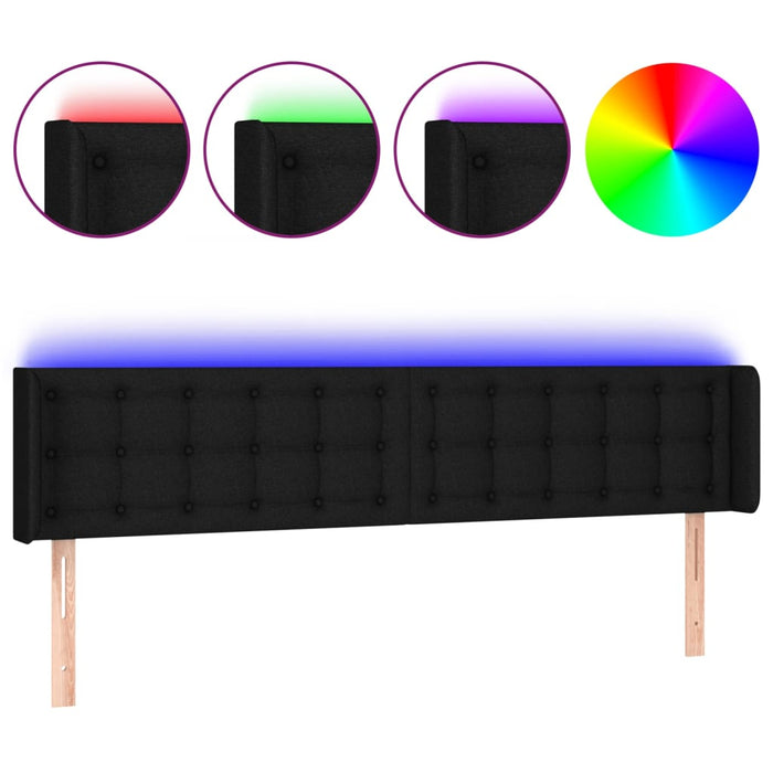Tăblie de pat cu LED, negru, 163x16x78/88 cm, textil - WALTI WALTI