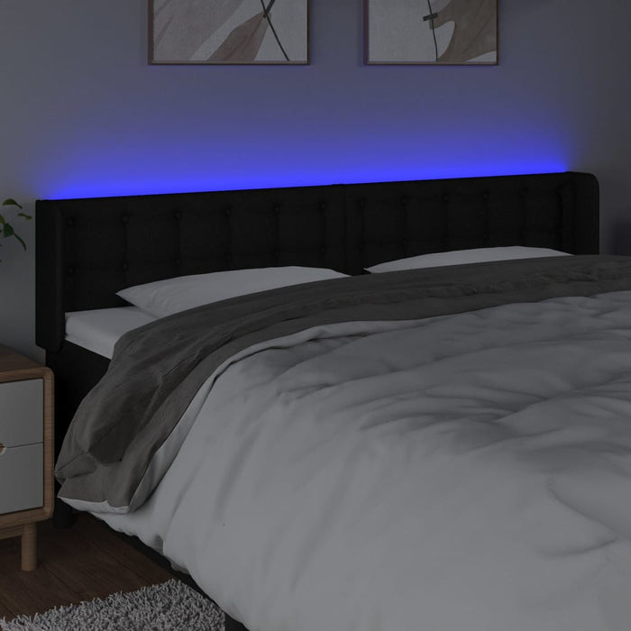 Tăblie de pat cu LED, negru, 163x16x78/88 cm, textil - WALTI WALTI