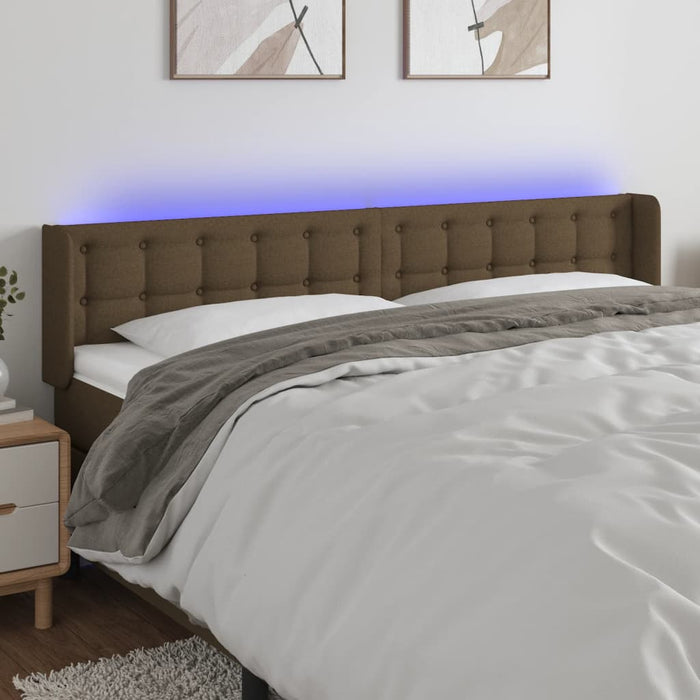 Tăblie de pat cu LED, maro închis, 163x16x78/88 cm, textil - WALTI WALTI