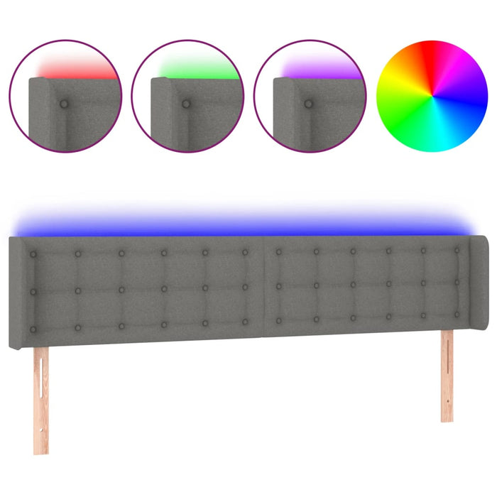 Tăblie de pat cu LED, gri închis, 183x16x78/88 cm, textil - WALTI WALTI