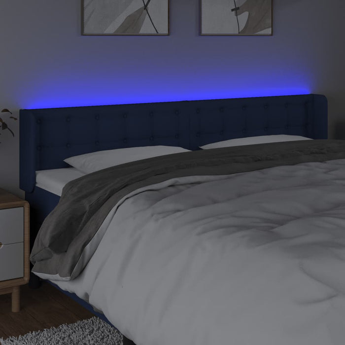 Tăblie de pat cu LED, albastru, 183x16x78/88 cm, textil - WALTI WALTI