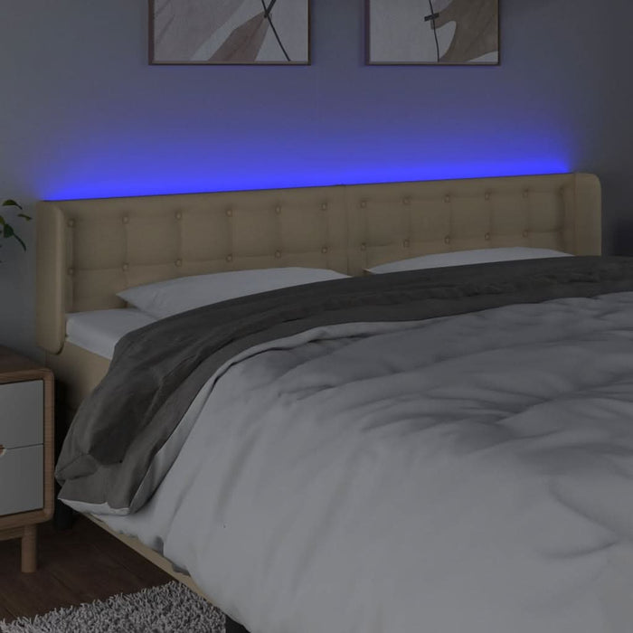 Tăblie de pat cu LED, crem, 203x16x78/88 cm, textil - WALTI WALTI