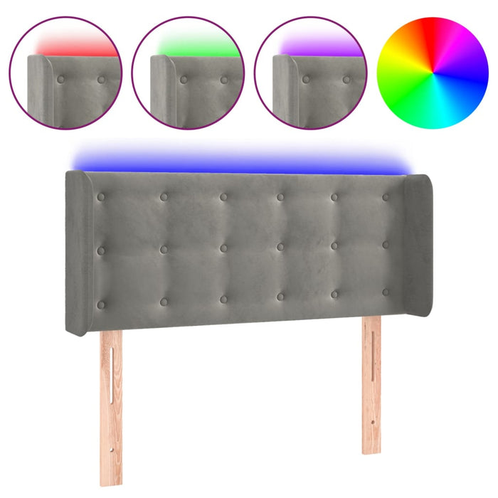 Tăblie de pat cu LED, gri deschis, 83x16x78/88 cm, catifea - WALTI WALTI