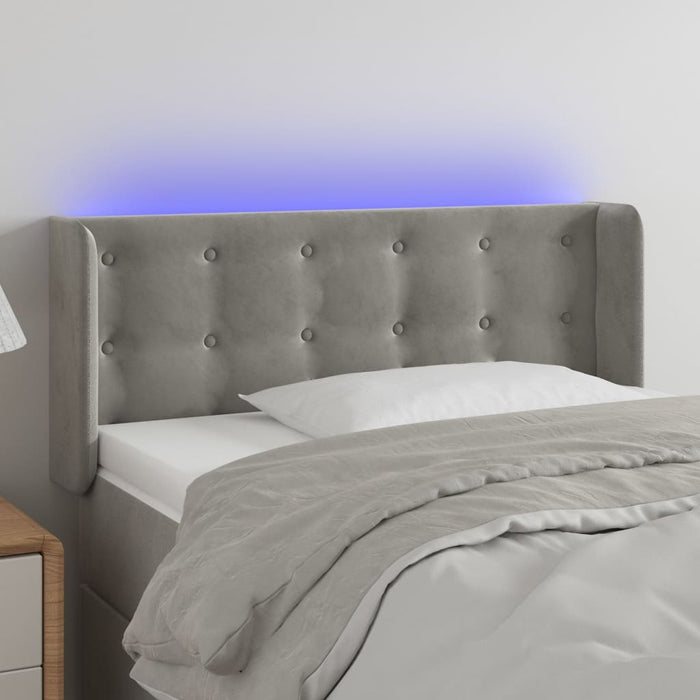 Tăblie de pat cu LED, gri deschis, 83x16x78/88 cm, catifea - WALTI WALTI