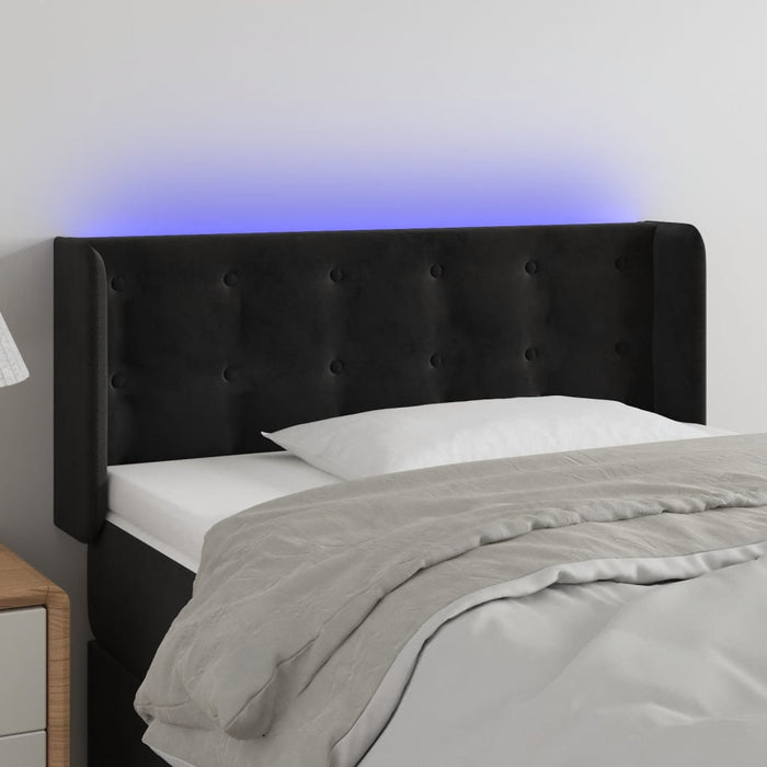 Tăblie de pat cu LED, negru, 83x16x78/88 cm, catifea - WALTI WALTI