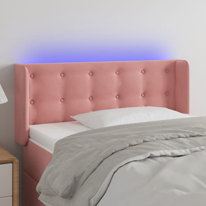 Tăblie de pat cu LED, roz, 83x16x78/88 cm, catifea - WALTI WALTI