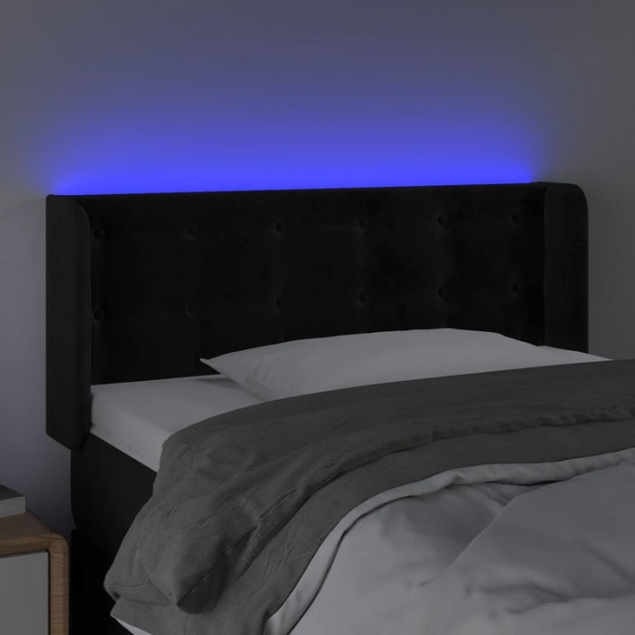 Tăblie de pat cu LED, negru, 93x16x78/88 cm, catifea - WALTI WALTI