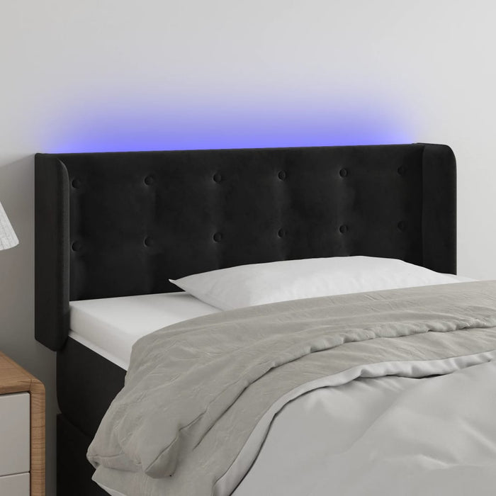 Tăblie de pat cu LED, negru, 93x16x78/88 cm, catifea - WALTI WALTI