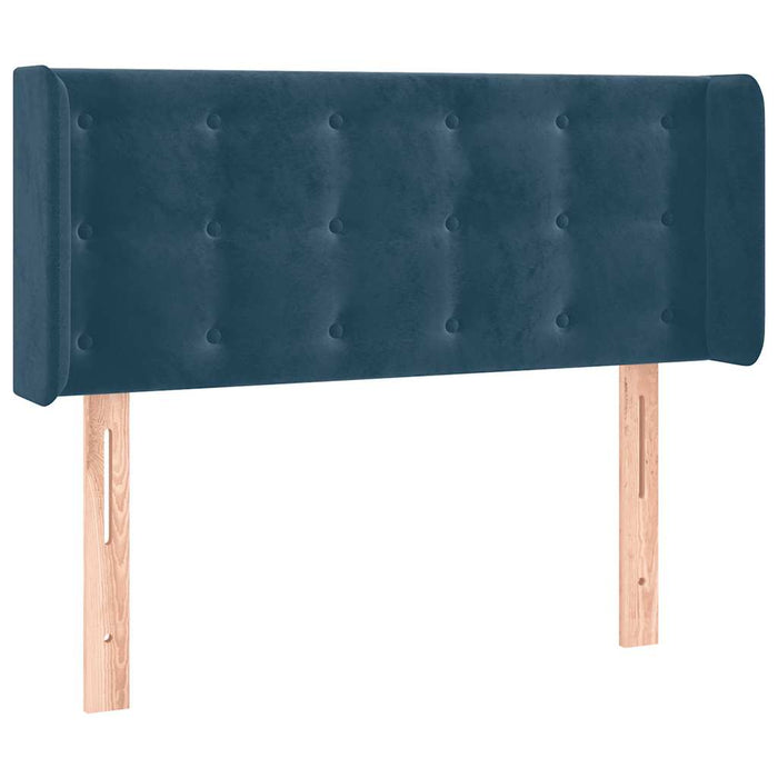 Tăblie de pat cu LED, albastru închis, 93x16x78/88 cm, catifea WALTI