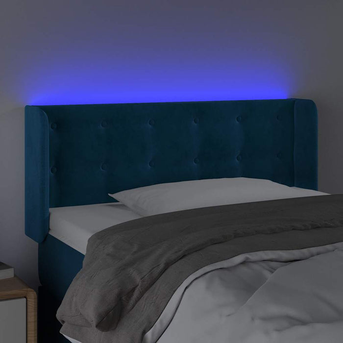Tăblie de pat cu LED, albastru închis, 103x16x78/88 cm, catifea - WALTI WALTI