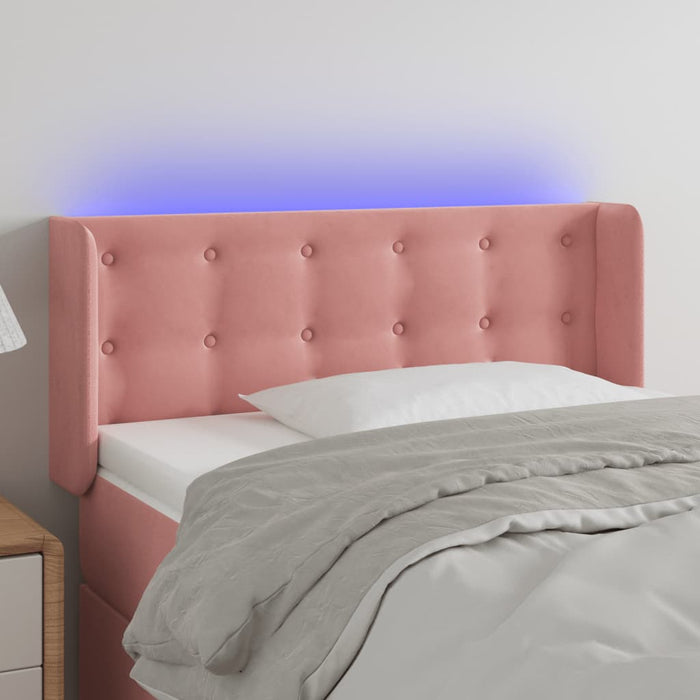 Tăblie de pat cu LED, roz, 103x16x78/88 cm, catifea - WALTI WALTI