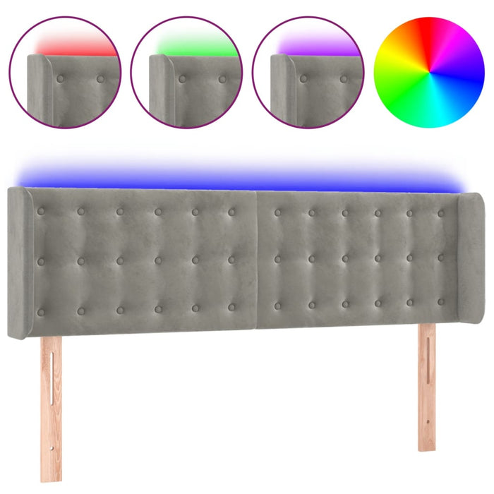 Tăblie de pat cu LED, gri deschis, 147x16x78/88 cm, catifea - WALTI WALTI