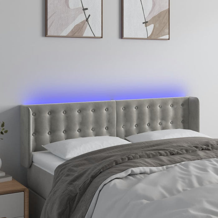 Tăblie de pat cu LED, gri deschis, 147x16x78/88 cm, catifea - WALTI WALTI