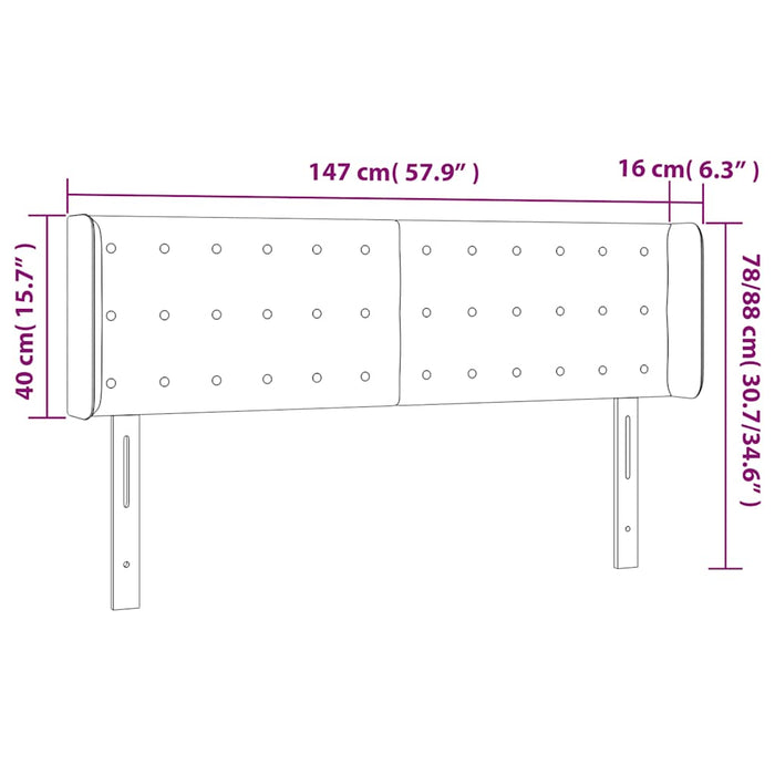 Tăblie de pat cu LED, verde închis, 147x16x78/88 cm, catifea WALTI