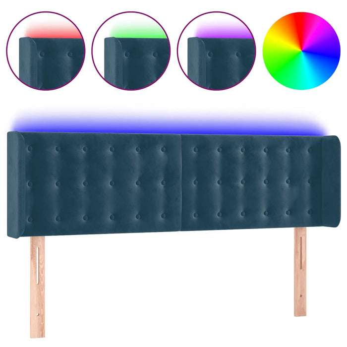 Tăblie de pat cu LED, albastru închis, 147x16x78/88 cm, catifea - WALTI WALTI