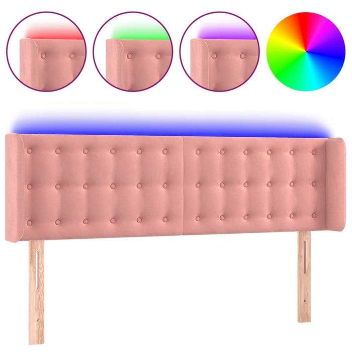 Tăblie de pat cu LED, roz, 147x16x78/88 cm, catifea - WALTI WALTI