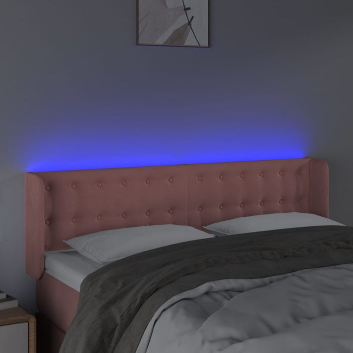 Tăblie de pat cu LED, roz, 147x16x78/88 cm, catifea - WALTI WALTI