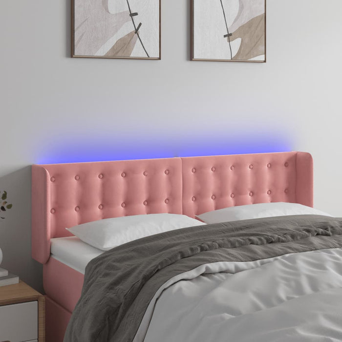 Tăblie de pat cu LED, roz, 147x16x78/88 cm, catifea - WALTI WALTI