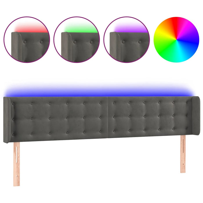 Tăblie de pat cu LED, gri închis, 163x16x78/88 cm, catifea - WALTI WALTI
