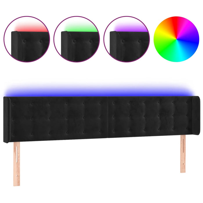 Tăblie de pat cu LED, negru, 163x16x78/88 cm, catifea - WALTI WALTI