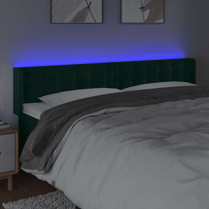 Tăblie de pat cu LED, verde închis, 163x16x78/88 cm, catifea - WALTI WALTI