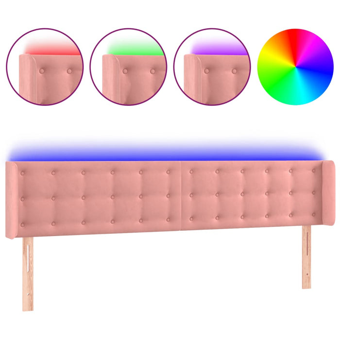 Tăblie de pat cu LED, roz, 163x16x78/88 cm, catifea - WALTI WALTI