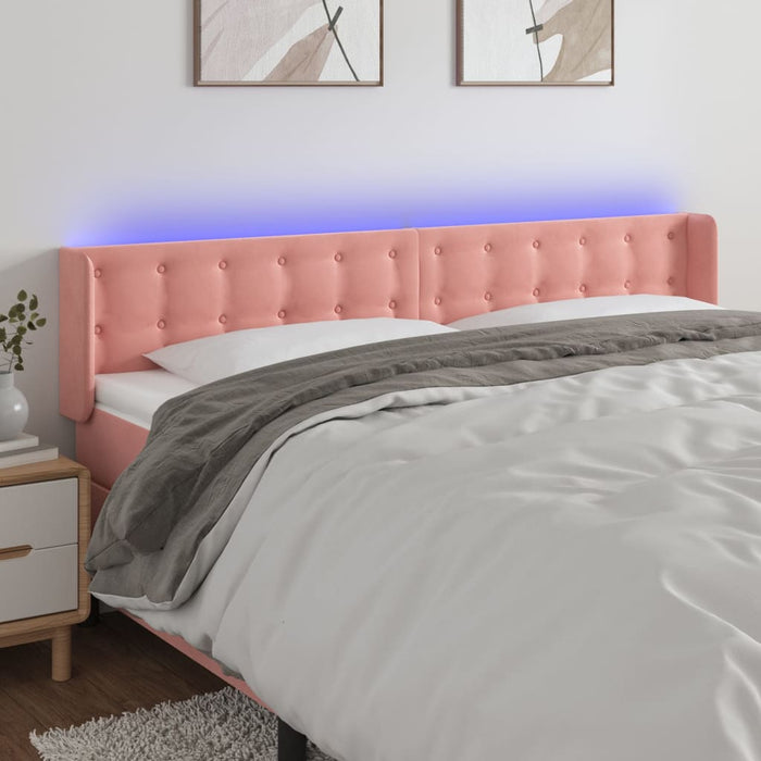 Tăblie de pat cu LED, roz, 163x16x78/88 cm, catifea - WALTI WALTI
