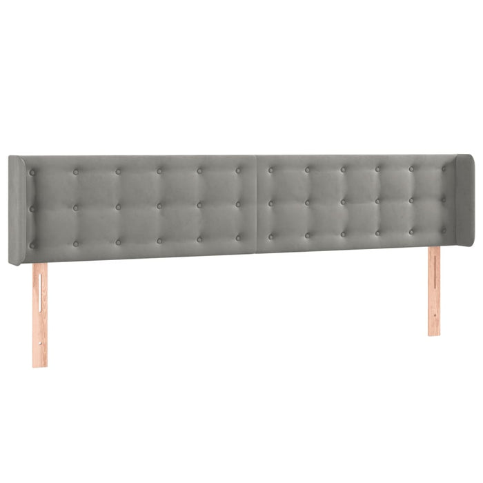 Tăblie de pat cu LED, gri deschis, 183x16x78/88 cm, catifea WALTI