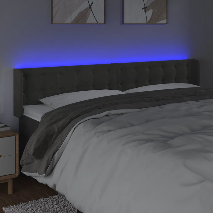 Tăblie de pat cu LED gri închis 183x16x78/88 cm catifea - WALTI WALTI