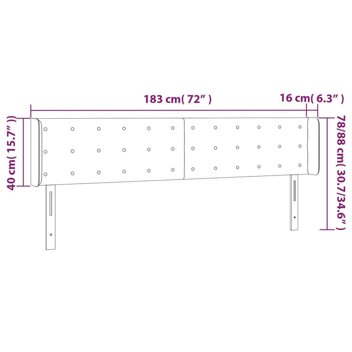 Tăblie de pat cu LED, negru, 183x16x78/88 cm, catifea - WALTI WALTI