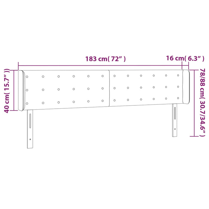 Tăblie de pat cu LED, verde închis, 183x16x78/88 cm, catifea - WALTI WALTI