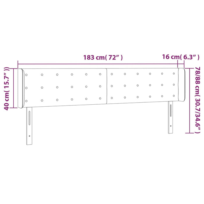 Tăblie de pat cu LED, roz, 183x16x78/88 cm, catifea - WALTI WALTI